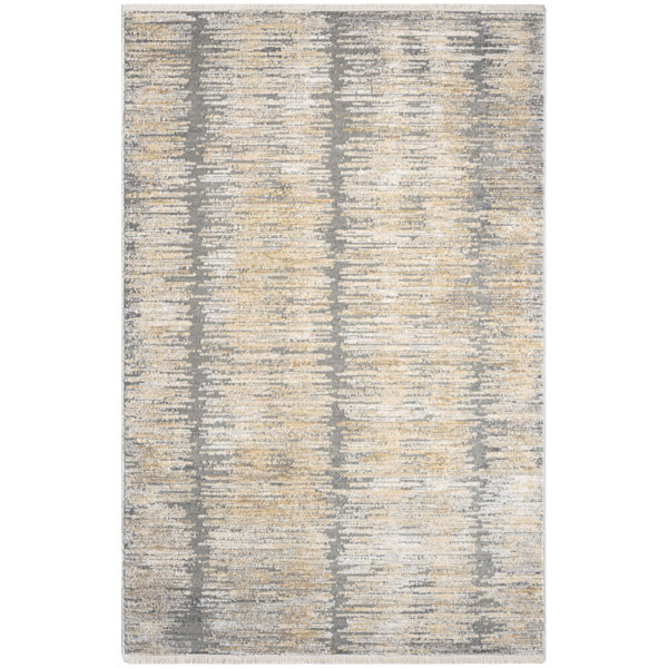 17 Stories Cladia Performance Gray/Gold Rug & Reviews Wayfair